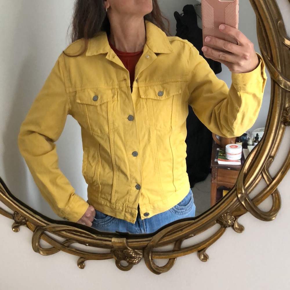 S LOGG Denim Jacket Jean Gold Mustard Slim Waist Coat - Picture 10 of 10